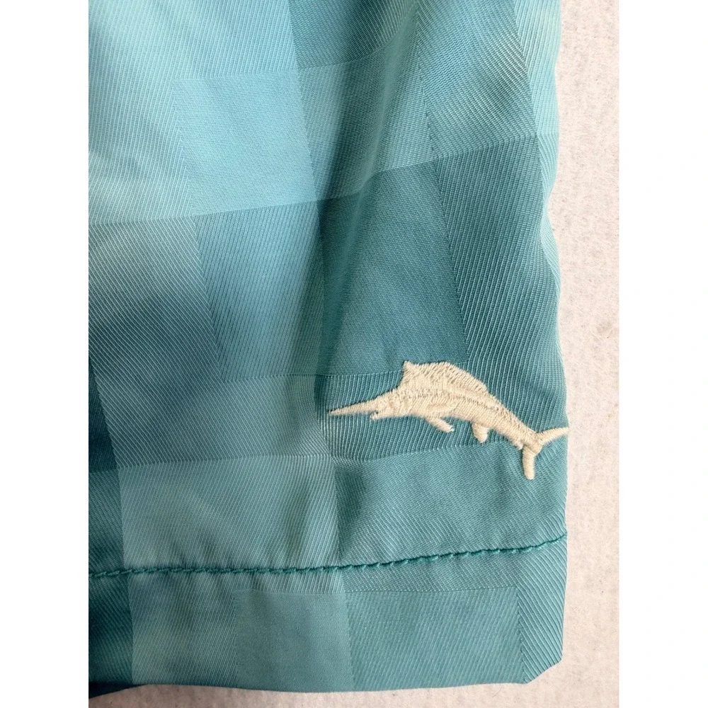 Tommy Bahama Mens Blue Tonal Checkered Cargo Swim Trunks Board Shorts Sz M
